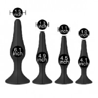 Butt Plug 4 Pc Set Silicone Black